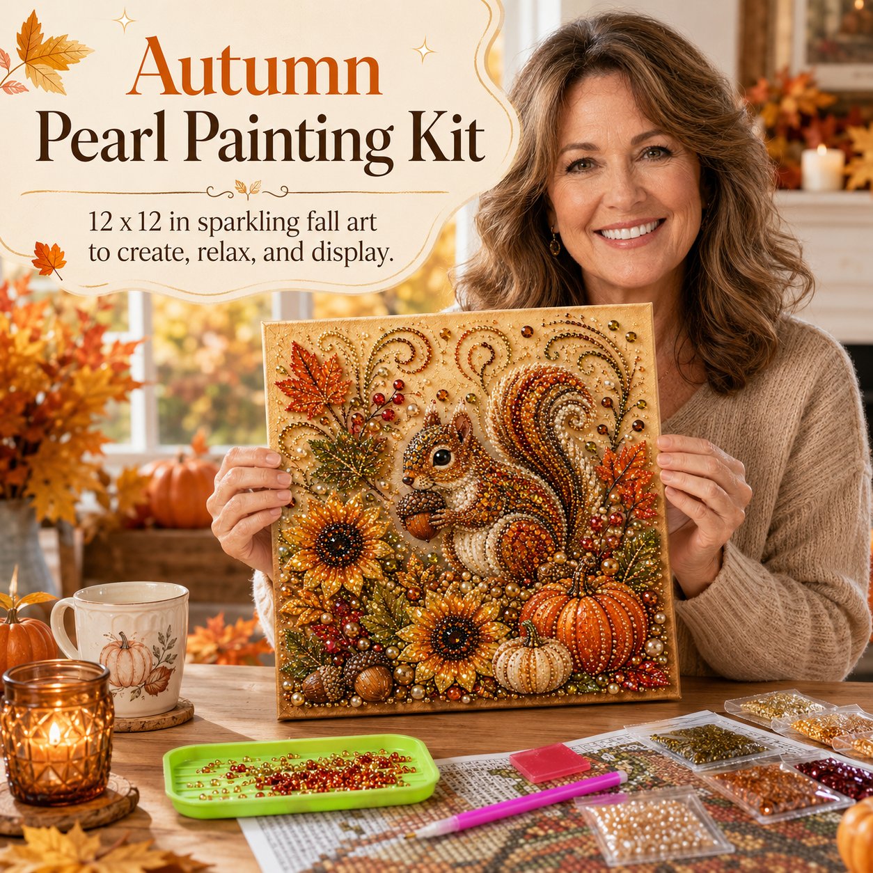 🔥 Last Day 49% OFF - 🍂💎 Autumn Pearl Painting Kit – Relaxing DIY Craft to Create Sparkling Fall Artwork 🖌️
