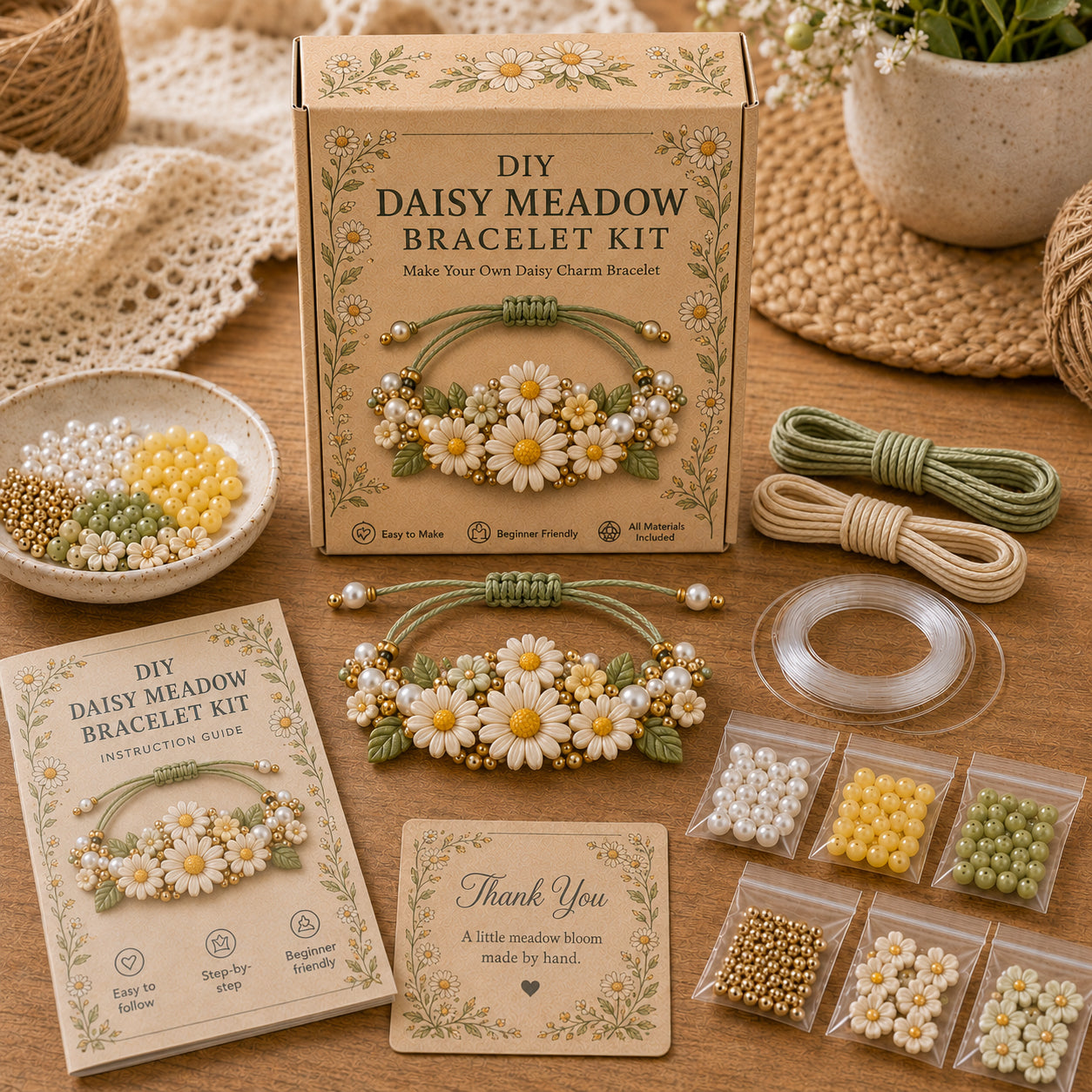 🔥50% Off Last Day - BUY 3 GET 1 FREE-🌻🍄Cottage Garden Charm Bracelet DIY Kit Series🌼🌾🧺