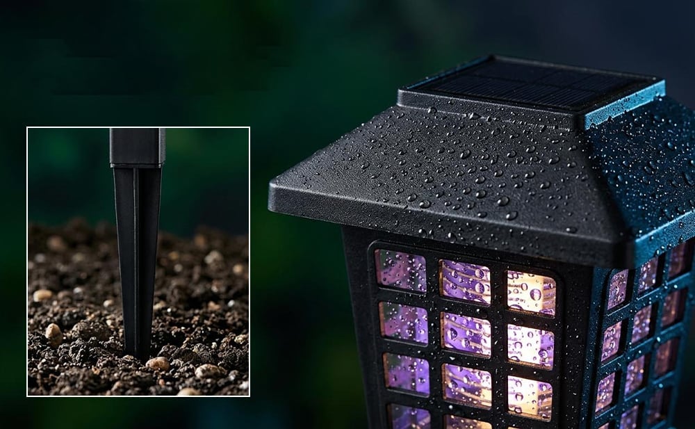 Eco-Friendly - 2-in-1 Flickering Flame - Solar Powered Mosquito Zapper & Garden Stake Light