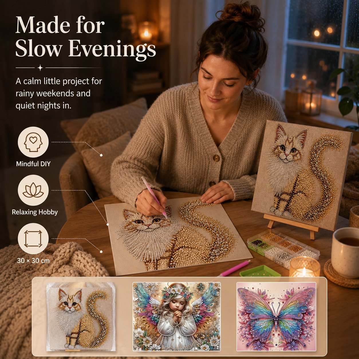🧘Relaxing & Beginner-Friendly-Sparkling Crystal Diamond Art Kit For DIY Wall Decor