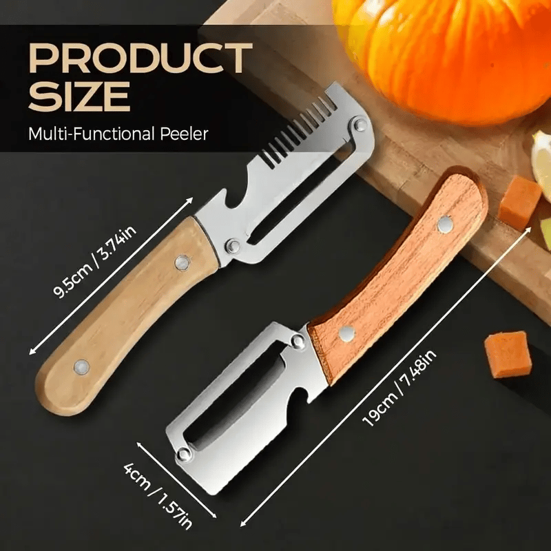 Multi-Functional Vegetable Peeler for Kitchen, Ultra-Sharp Stainless Steel Blade with Wooden Handle and Bottle Opener, For Vegetables or Fruits that Need to Be Peeled