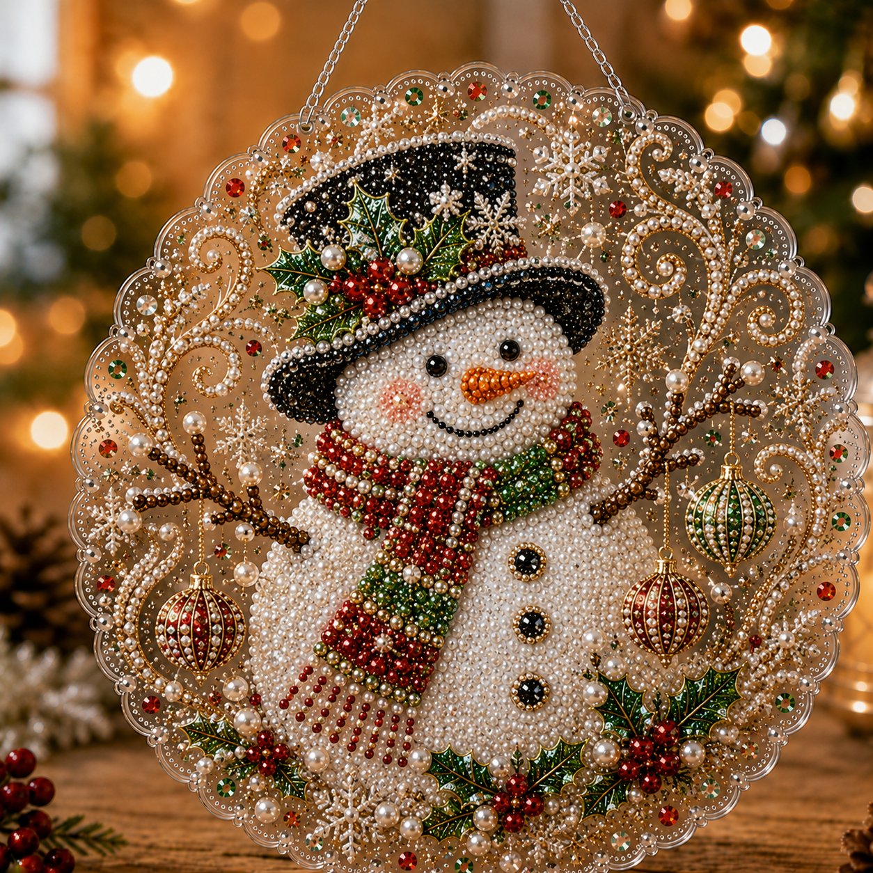 Christmas Pearl Diamond Art Hanging Ornament Kit 🎄✨ – Luxury Flocked Canvas & Non‑Fading Pearl Beads DIY Holiday Décor