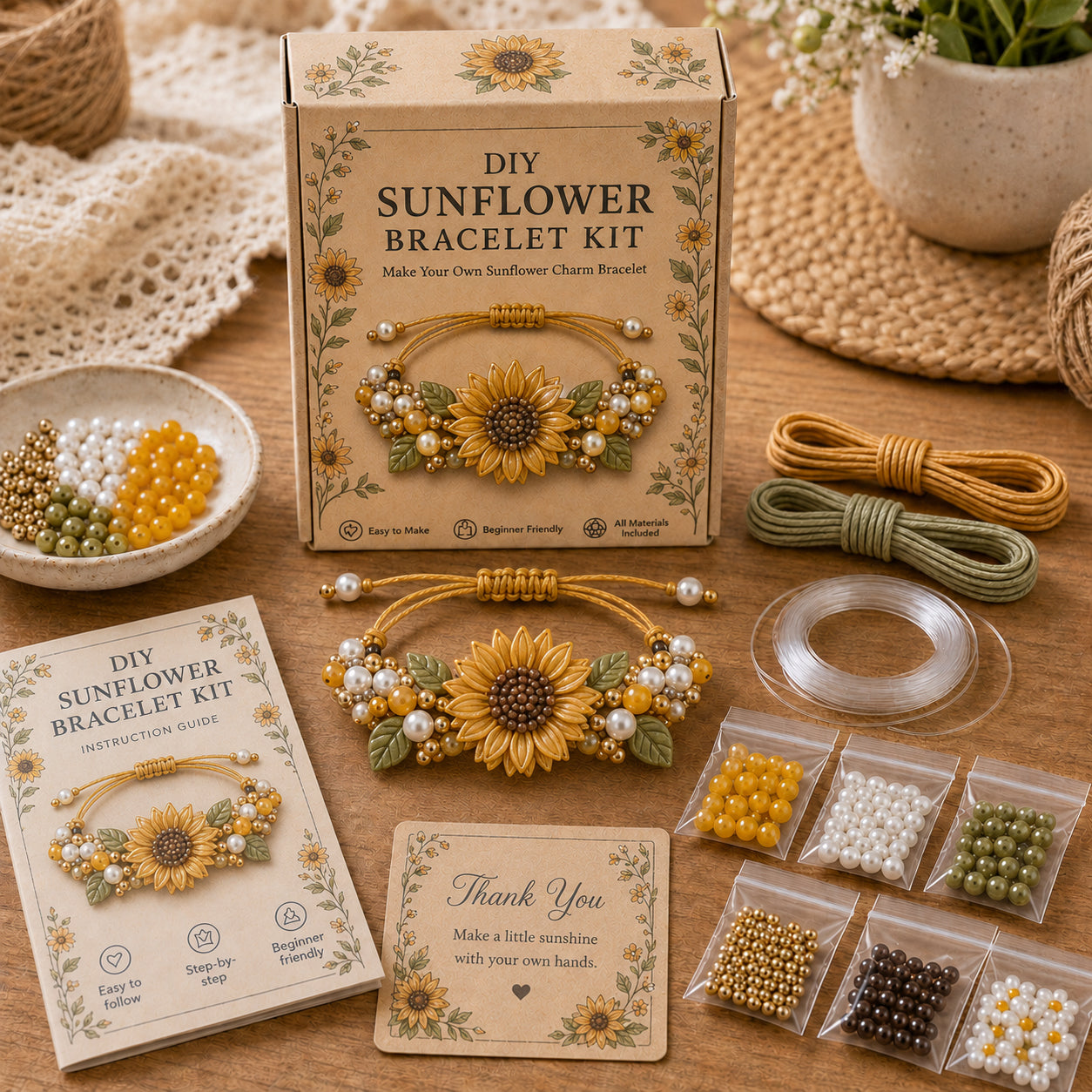 🔥50% Off Last Day - BUY 3 GET 1 FREE-🌻🍄Cottage Garden Charm Bracelet DIY Kit Series🌼🌾🧺
