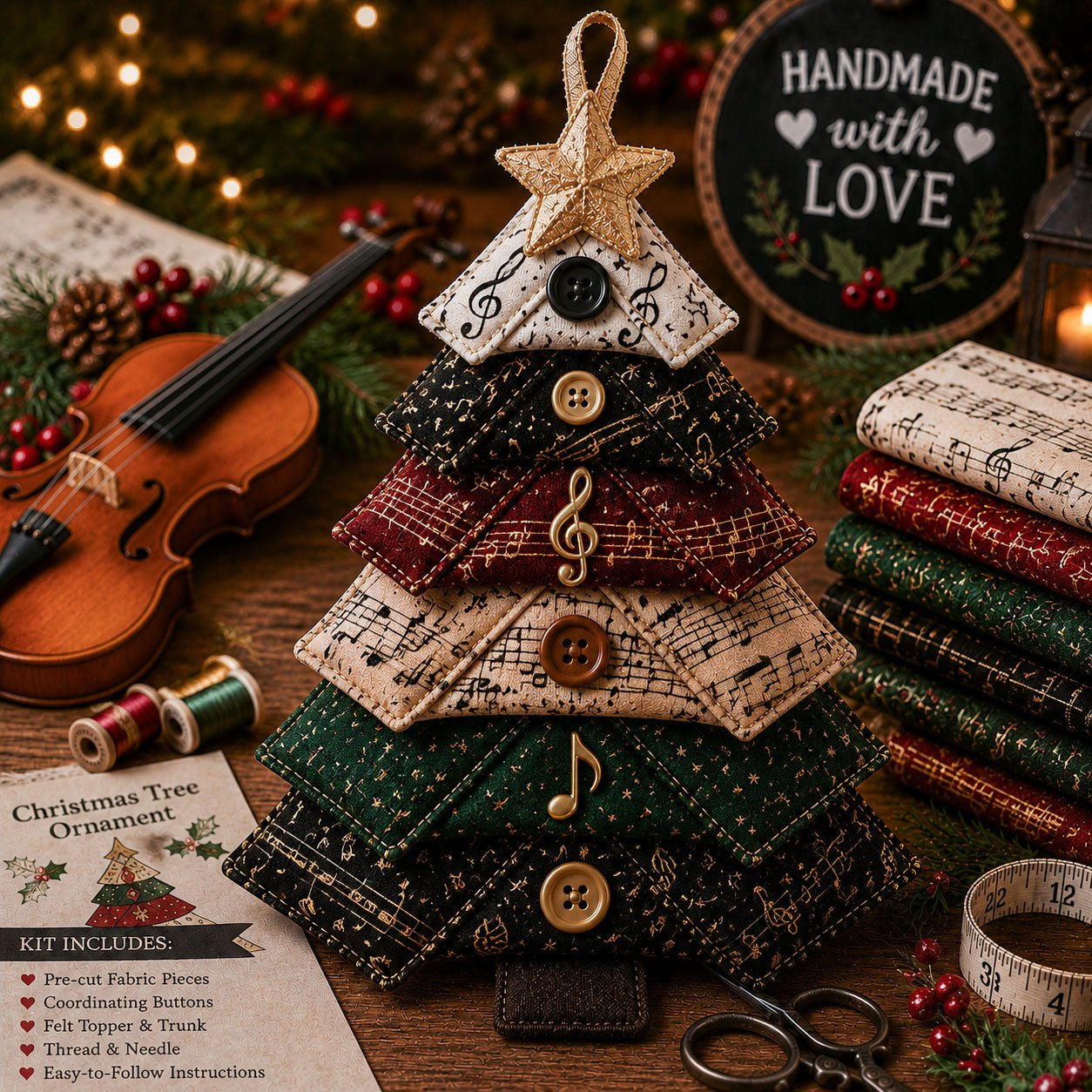 🔥Last Day BUY 2 GET 1 FREE ⭐Layered Fabric Tree Ornament DIY Sewing Kit | Beginner Friendly Handmade Seasonal Decor Gift