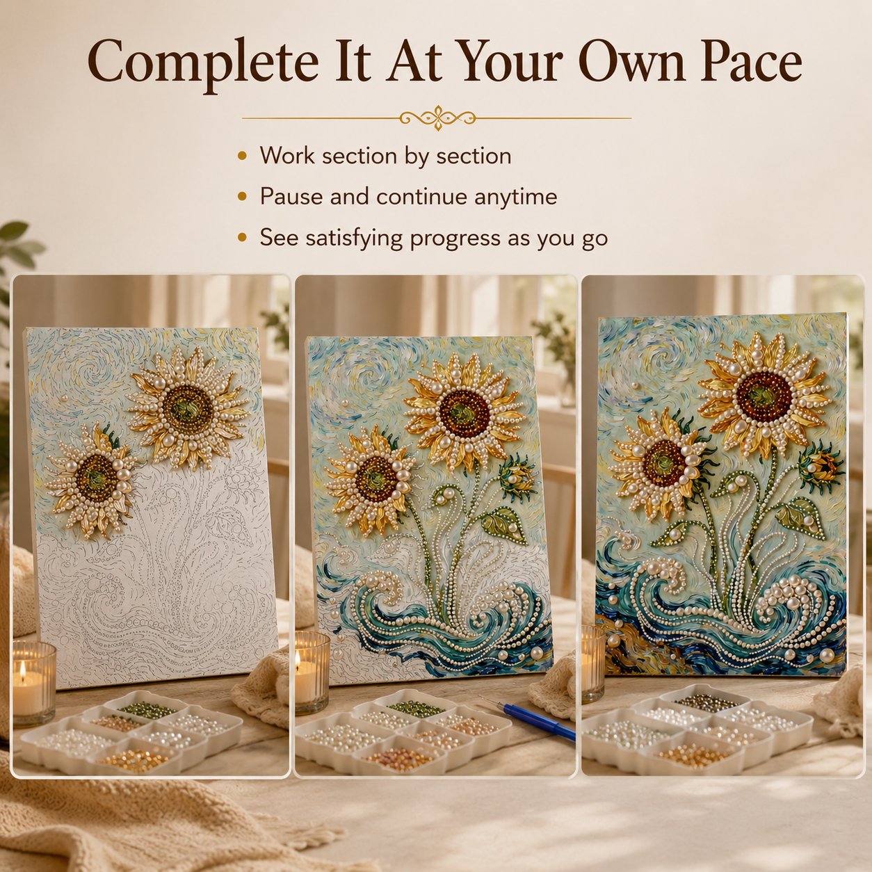 DIY Self-Adhesive Pearl Canvas Art for Elegant Wall Decor