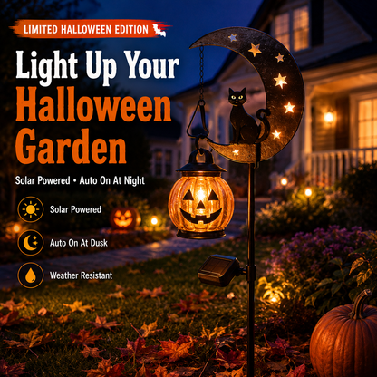 🔥 55% OFF TODAY 👻 Solar Halloween Garden Stake Light with Black Cat & Pumpkin