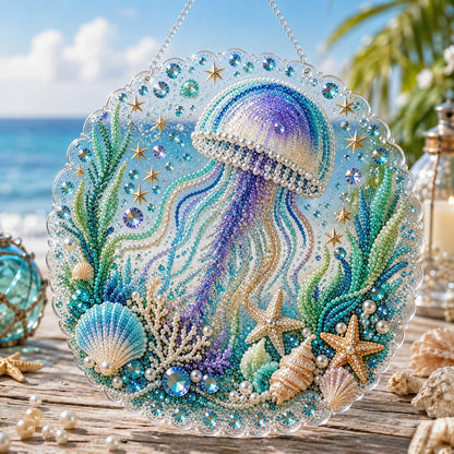 Ocean Pearl Art DIY Hanging Kit 🌊✨ – Calming Beaded Suncatcher Craft for Beach‑Lover Home Décor