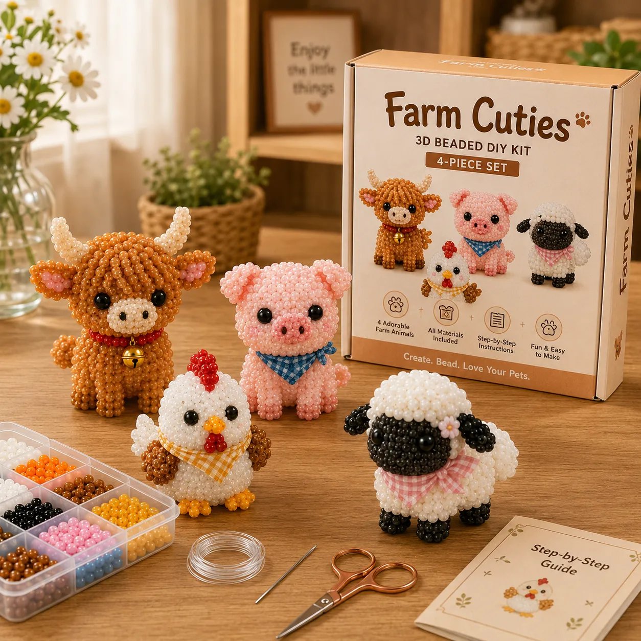🔥Last Day 49% OFF - 🧵✨Tiny 3D Beaded Animal DIY Kit