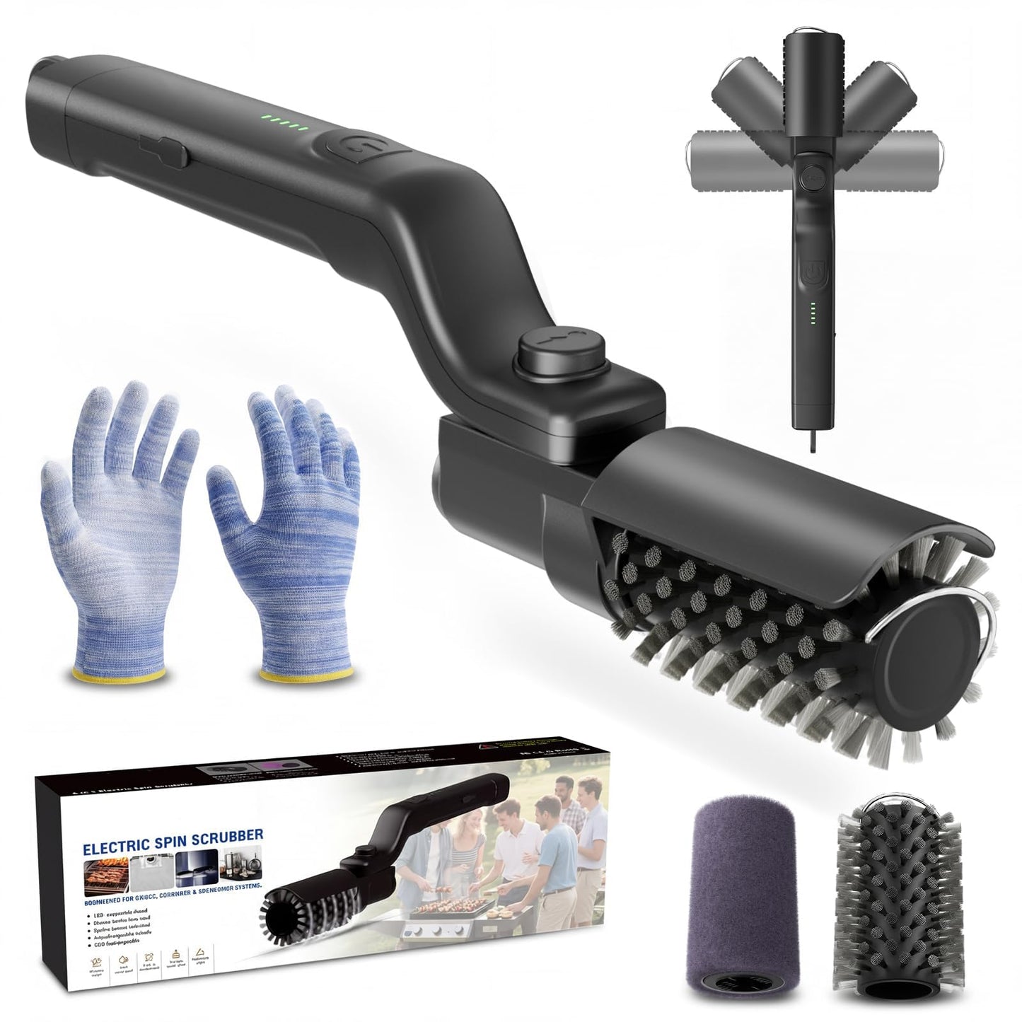 EMBERON™ TurboClean Electric Grill Brush — Cordless BBQ Cleaner, 20kg Torque, 3 Speeds & Reinforced Bristles