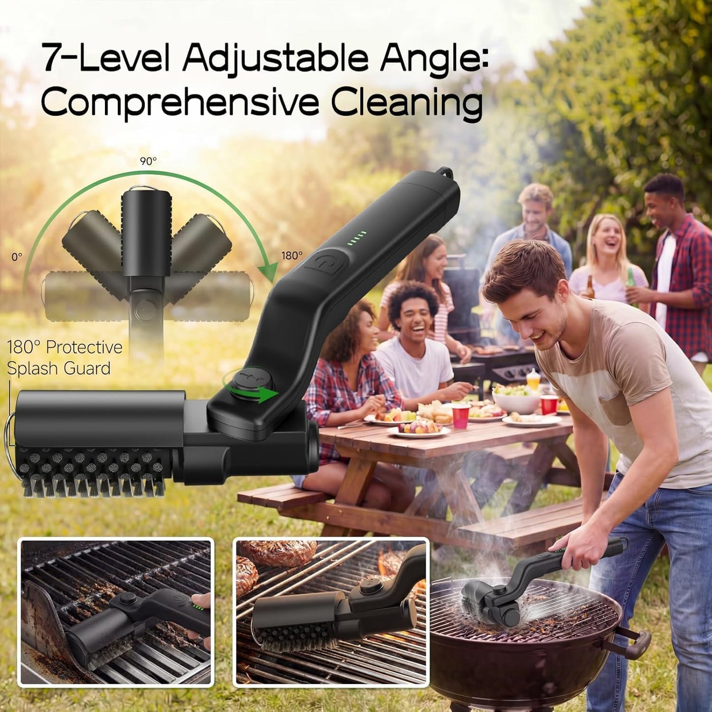 EMBERON™ TurboClean Electric Grill Brush — Cordless BBQ Cleaner, 20kg Torque, 3 Speeds & Reinforced Bristles