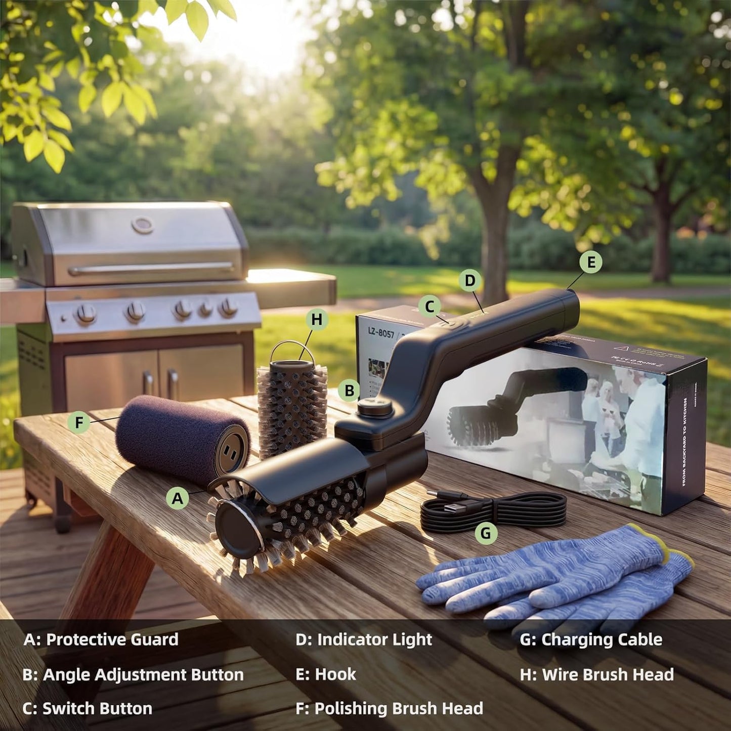 EMBERON™ TurboClean Electric Grill Brush — Cordless BBQ Cleaner, 20kg Torque, 3 Speeds & Reinforced Bristles