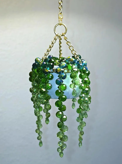 Crystal Glow: Longer Strand Beaded Plant Suncatcher - Add Whimsy to Your Window 🏠💫
