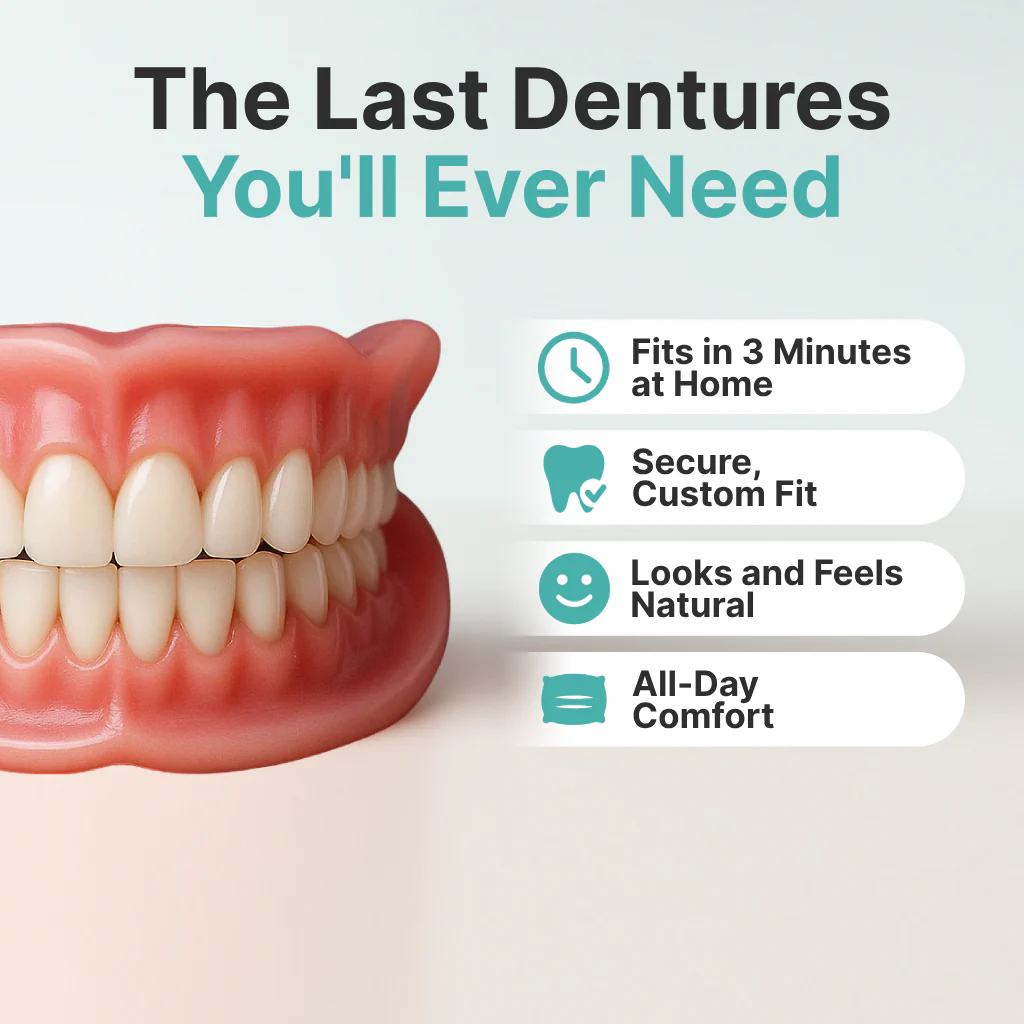 🎅CHRISTMAS HOT SALE-🏆Ends Today: 70% OFF! 🦷 Custom-Fit Dentures That Let You Eat, Talk & Smile With Confidence
