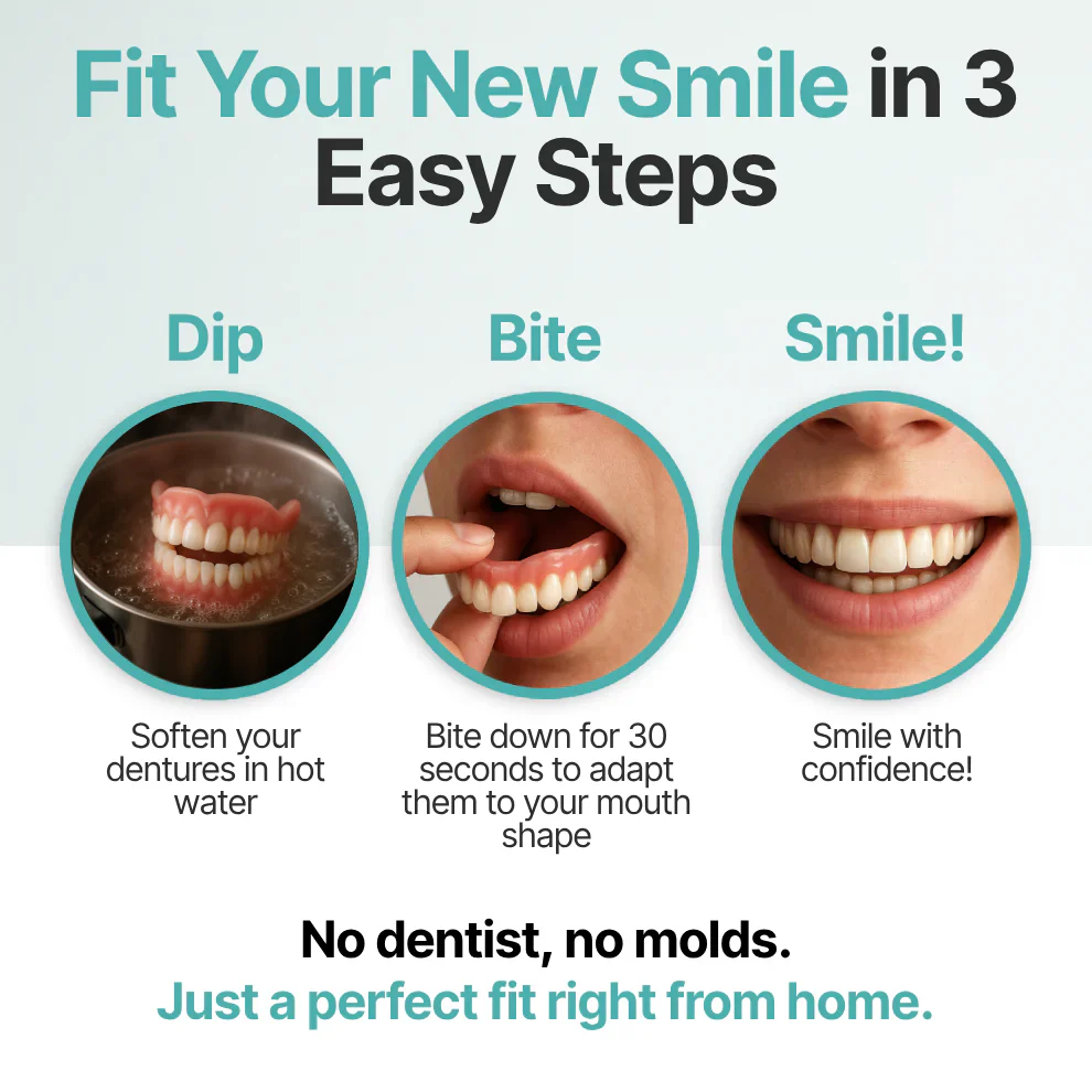 🎅CHRISTMAS HOT SALE-🏆Ends Today: 70% OFF! 🦷 Custom-Fit Dentures That Let You Eat, Talk & Smile With Confidence