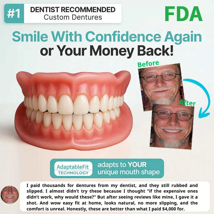 🎅CHRISTMAS HOT SALE-🏆Ends Today: 70% OFF! 🦷 Custom-Fit Dentures That Let You Eat, Talk & Smile With Confidence