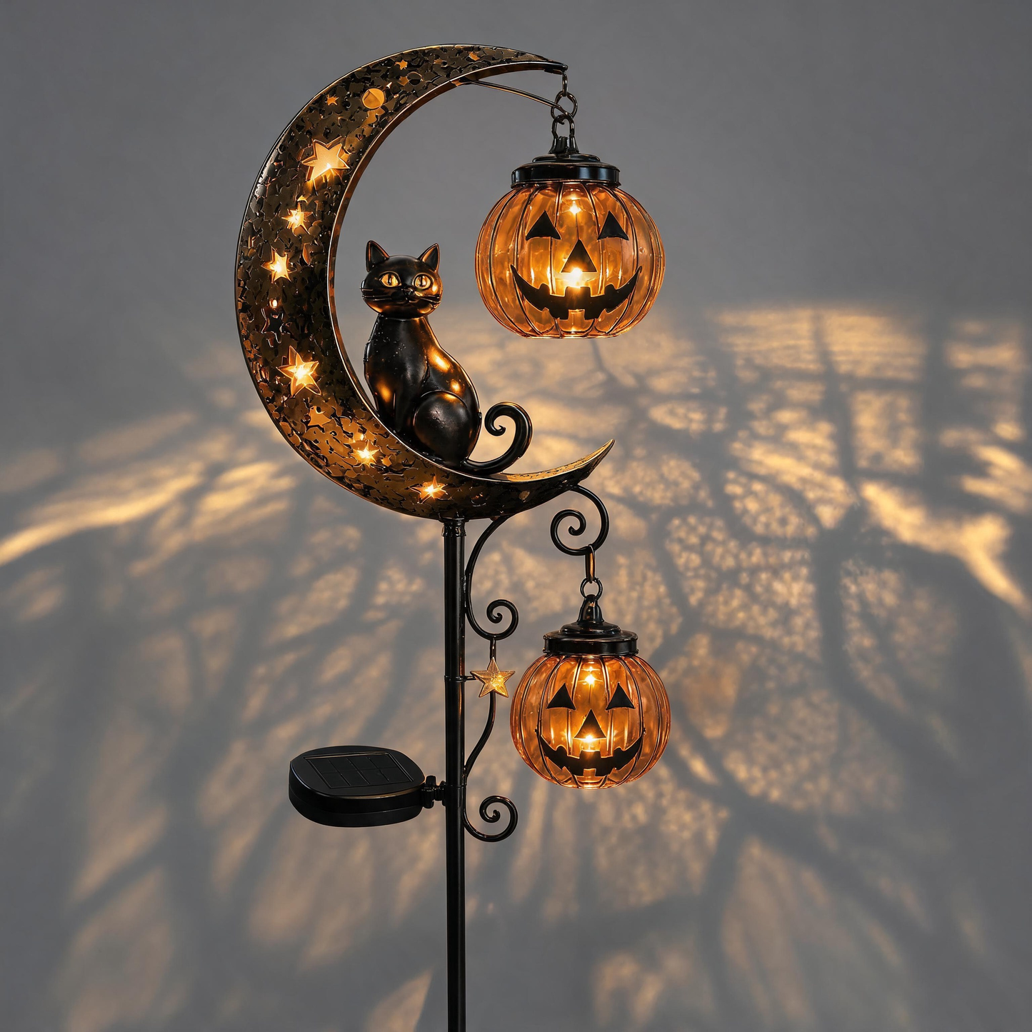 🔥 55% OFF TODAY 👻 Solar Halloween Garden Stake Light with Black Cat & Pumpkin