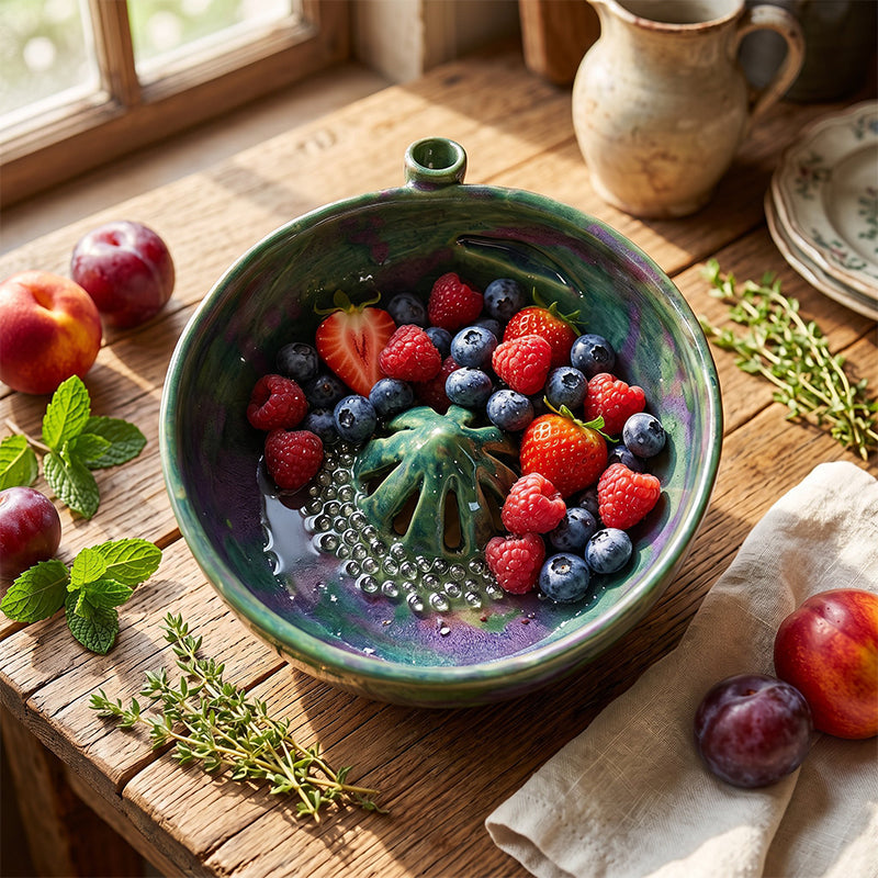 🍓 50% OFF NOW!🔥Berry Swirl Washing & Serving Bowl – Dual-purpose colander design, non-slip base & perfect for rinsing, draining & serving berries or snacks 🥣
